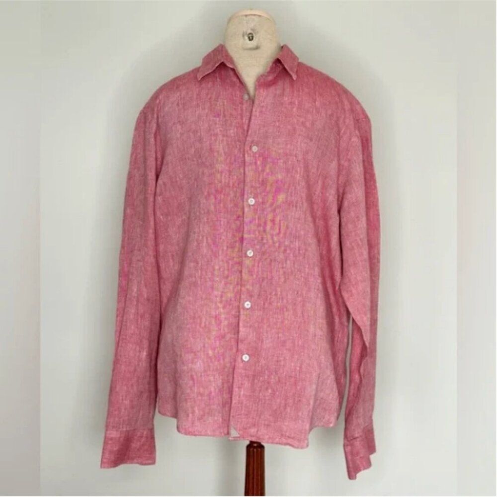 UNTUCKit Men's Eberle Linen Regular Fit Shirt Button Down Long Sleeve Size Large - Picture 2 of 6